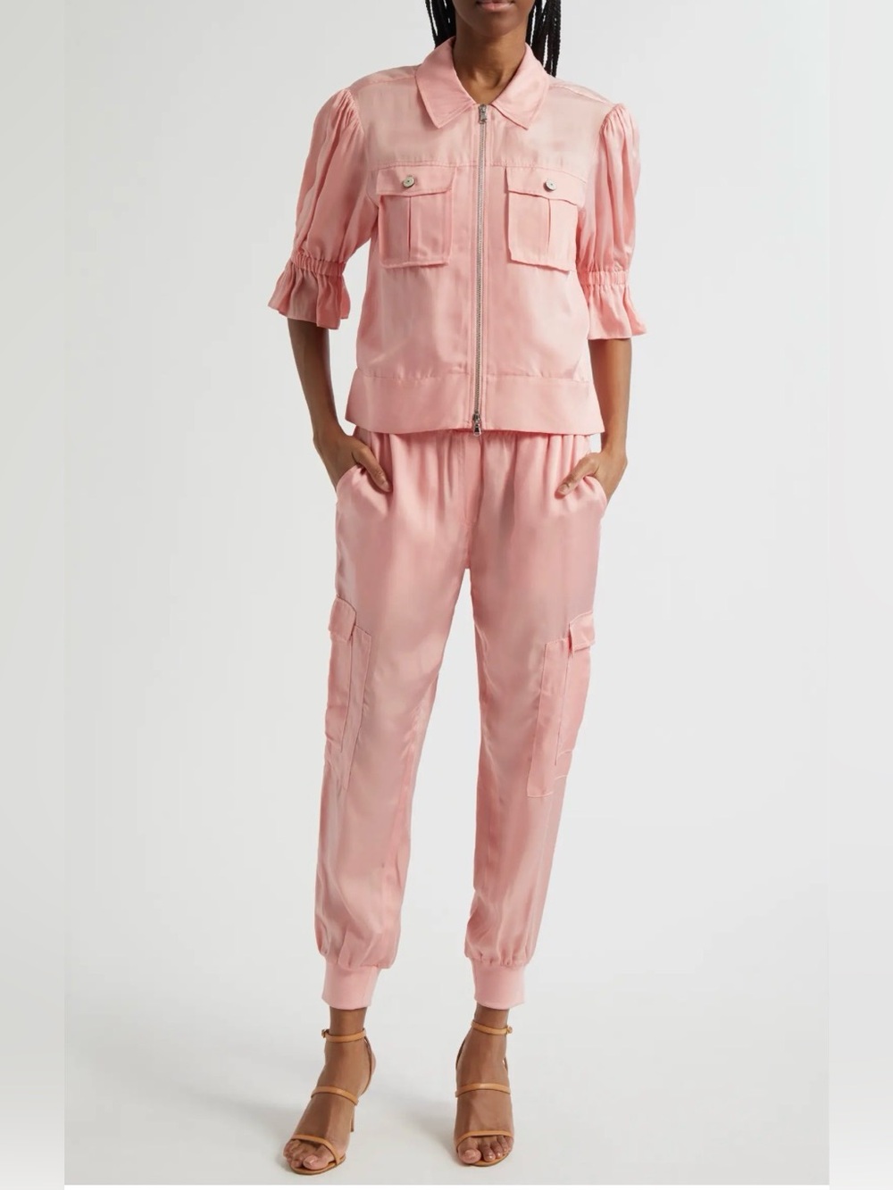 Cinq à Sept Holly Jacket and Giles Joggers selling as set) Pink Poppy